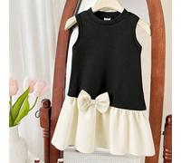 Shein Vestido asimétrico de patchwork sin mangas con cuello alto para niñas pequeñas. Nuevos productos para primavera, otoño y verano ya disponibles. Es cóm