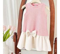 Shein Vestido asimétrico de patchwork sin mangas con cuello alto para niñas pequeñas. Nuevos productos para primavera, otoño y verano ya disponibles. Es cóm