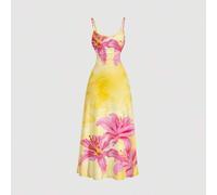 Shein Vestido camisero con cintura anudada, volantes en el bajo y estampado floral en todo el diseño, de estilo minimalista y casual, adecuado para el veran