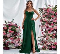 Shein Vestido camisero con cuello drapeado y bajo envolvente, elegante vestido de dama de honor