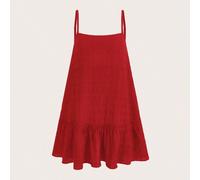 Shein Vestido Camisero Con Dobladillo Con Volantes De Color Liso Para Mujer