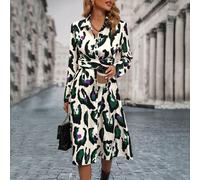 Shein Vestido camisero con estampado con cordón trasero
