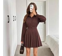 Shein Vestido camisero con pliegues en el bajo