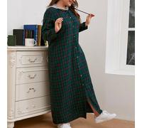 Shein Vestido camisero de cuadros con cordón con capucha