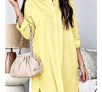 Shein Vestido camisero de manga larga con bajo asimétrico y bolsillos para mujer