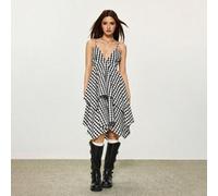 Shein Vestido camisero de mujer con bajo asimétrico a cuadros, ropa de playa