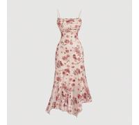 Shein Vestido camisero de mujer con estampado floral, pliegues en la cintura y bajo asimétrico, vestidos elegantes de mujer, vestidos de graduación, vestido