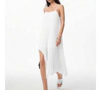 Shein Vestido camisero de satén con volantes y bajo asimétrico para mujer - Nueva llegada Primavera/Verano 2025