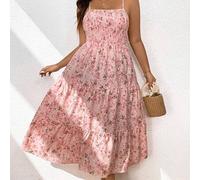 Shein Vestido camisero de talla grande con estampado floral y volante en el bajo, para verano, vacaciones, salidas a la playa