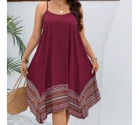 Shein Vestido camisero holgado de estilo boho con bajo pañuelo, talla grande, para verano