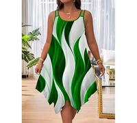 Shein Vestido camisero informal con estampado de rayas y bajo asimétrico para mujer talla grande