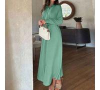 Shein Vestido camisero maxi con estilo informal, aspecto de lino, con cinturón propio, adecuado para un estilo modesto
