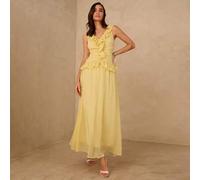 Shein Vestido camisero mini con volantes en el bajo de un solo color