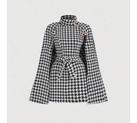 Shein Vestido capa con estampado de cuadros jacquard de multicolores con estilo retro y de colegio, adecuado para señoritas jóvenes