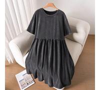 Shein Vestido casual de camiseta con estampado de copos de nieve para mujer de talla grande, vestido de muñeca lindo, vestido casual cómodo