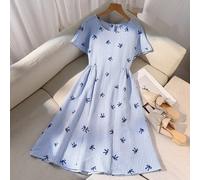 Shein Vestido casual de niña con acento de lazo y diseño de rayas, de tela tejida suave, cómoda y amigable con la piel, que muestra vitalidad infantil, adec