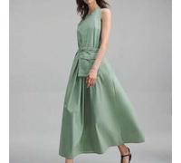 Shein Vestido casual de unicolor sin mangas para verano y otoño 2025, vestido verde salvia, vestido de graduación, vestido casual de mujer, vestido elegante