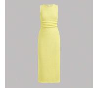 Shein Vestido casual de vacaciones de ajuste ceñido con textura de tela amarilla para niña preadolescente