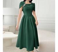 Shein Vestido casual plisado simple con decoración de rhinestones para uso diario de mujer