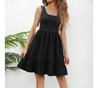Shein Vestido casual sin mangas de cuello en V liso para niña adolescente
