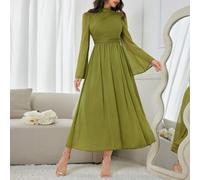 Shein Vestido con cuello alto y cinturón de unicolor para mujer, vestidos largos de noche de verano elegantes