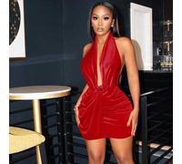 Shein Vestido con escote en V profundo, vestidos cortos para mujer