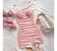 Shein Vestido corto de tirantes finos con volantes y estampado floral ditsy para el verano, que se puede usar al revés o al derecho