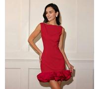 Shein Vestido corto sin mangas de unicolor para mujer, vestido casual y romántico con estilo "Old Money" con flores y bajo con capullo, espalda descubierta,