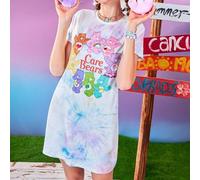 Shein Vestido corto, vestido camiseta de manga corta con patrón de Oso Alegre, Oso del Buen Tiempo, Oso de Buena Suerte, Oso Amoroso, Oso Deseador, Oso Comp