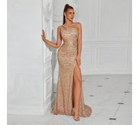 Shein Vestido de cóctel para fiesta y evento con volantes con lentejuelas y abertura lateral para mujer, elegante y formal para invitadas de boda, cenas, gr