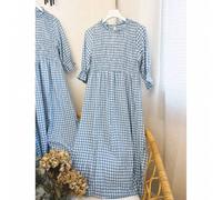 Shein Vestido de cuadros para mujer media manga, largo asta tobillo , avienta abajo con goma en el pecho . Talla única para una (36 asta la talla 42).