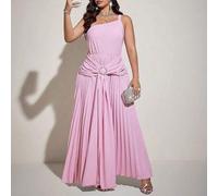 Shein Vestido de dama de honor elegante y romántico con volantes para mujer de talla grande, primavera/verano