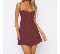 Shein Vestido de Día de San Valentín para Mujer - Vestido corto de verano de una pieza sin mangas con estampado de lunares y estampado de bombshell, vestido