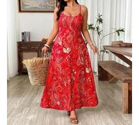 Shein Vestido de estampado floral con cuello en V, elegante, de estilo retro francés, casual y apropiado para vacaciones