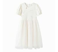 Shein Vestido de estilo chino para niñas, ropa infantil, vestido de manga globo, estilo chino nuevo de secado rápido, verano 2025