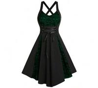 Shein Vestido de estilo gótico punk con parches de encaje y correas, nuevo estilo 2025 para el Oktoberfest de Múnich, fiesta de festival, cosplay, disfraz d