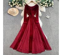 Shein Vestido de fiesta, boda o Navidad elegante de mujer con cuello en V de terciopelo