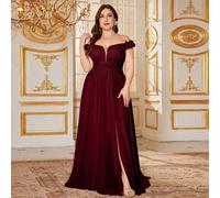 Shein Vestido de fiesta con cuello en V, sin mangas, con pliegues retorcidos en la cintura y abertura, fluido para boda y primavera