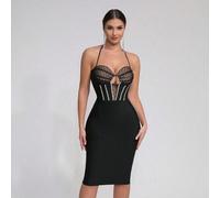 Shein Vestido de fiesta con decoración de rhinestones sin mangas, sexy y elegante, vestido de baile semi formal para cumpleaños, invitados de boda, graduaci
