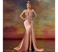 Shein Vestido de fiesta de noche con cordones y aplicaciones de encaje, elegante vestido de graduación formal, para invitados de boda, graduación, cena