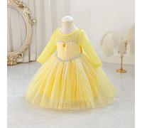 Shein Vestido de fiesta de princesa para bebé niña, vestido de fiesta, vestido de Año Nuevo, fiesta de cumpleaños, vestido de gala, malla amarilla, estampad