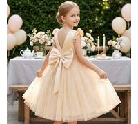 Shein Vestido de fiesta de tul con lazo para niña joven, vestido de princesa para fiesta de San Valentín, adecuado para fiesta de cumpleaños infantil, dama