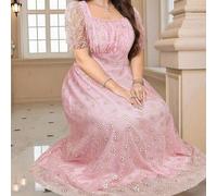 Shein Vestido de fiesta elegante con estampado floral de malla para tallas grandes