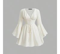 Shein Vestido de fiesta formal de talla grande con mangas, vestido con mangas abombadas y lazo en la cintura para damas