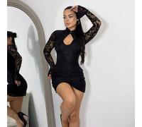 Shein Vestido de fiesta rojo de invierno, vestido sexy de encaje para Nochevieja, vestido de Año Nuevo, vestido de Año Nuevo estilo chino, vestidos de veran