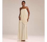 Shein Vestido de línea A con pliegues en el bajo tipo Venus, de color nude, elegante para el Día de San Valentín, fiestas, citas románticas, dama de honor,