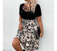 Shein Vestido de manga corta informal con estampado, talla grande para mujer, de verano