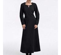Shein Vestido de manga larga con diseño minimalista elegante, cintura fruncida y abertura, adecuado para la noche, uso diario, ir al trabajo, volver al cole