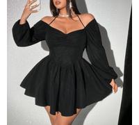 Shein Vestido de manga larga con hombros abiertos y talla grande sexy