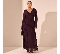 Shein Vestido de manga larga talla grande, vestido de otoño romántico y dulce con volantes para citas, viajes, uso interior en otoño, lazo, vestidos de vera